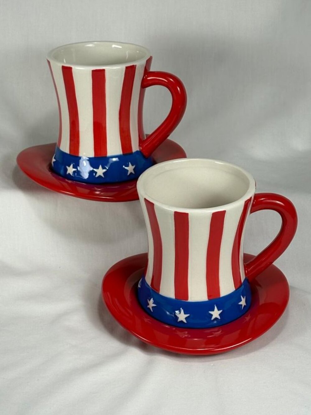 2 MAINANDLOCAL colorful all American mug and saucer sets
